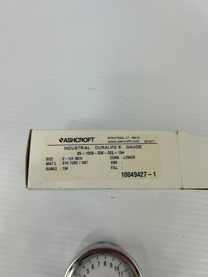 Ashcroft 25-1009-SW-02L-15