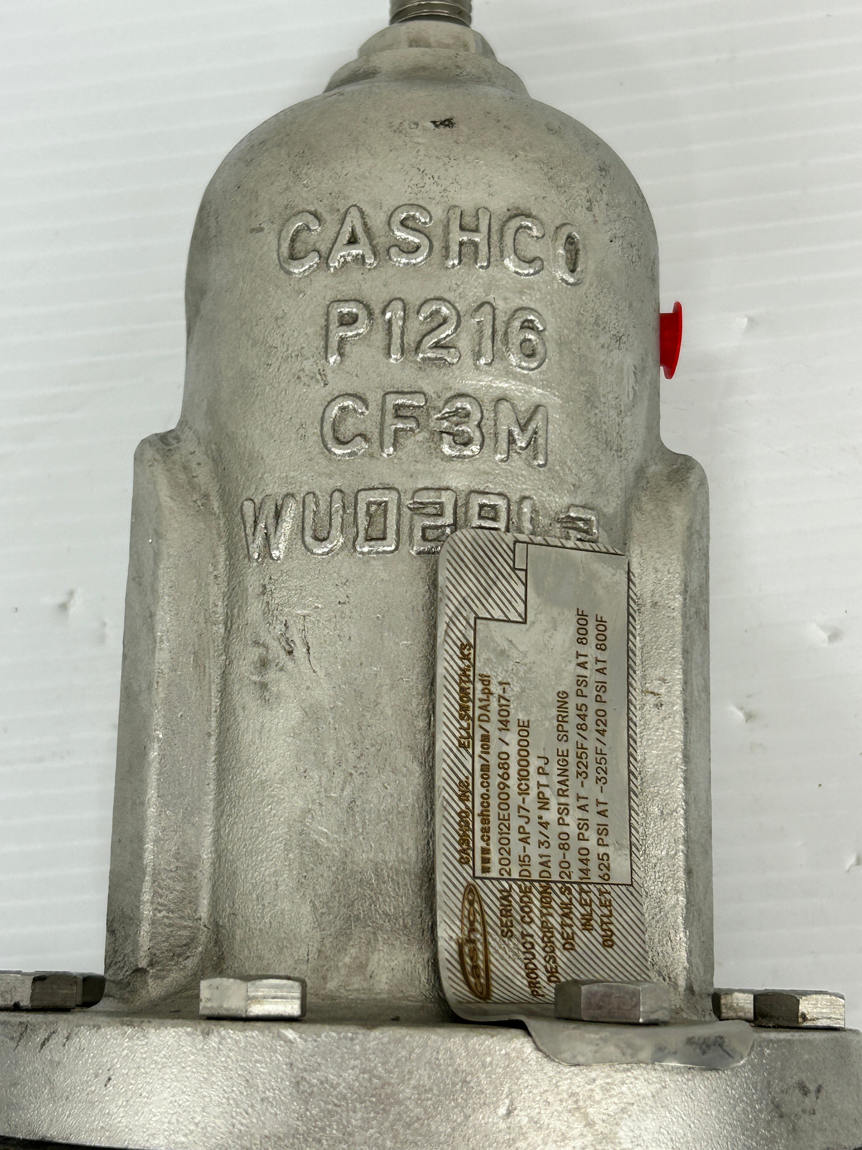 Cashco DA1 CF3M Pressure Regulator 3/4" NPT PJ 20-80 PSI D15-APJ7-1C100000E