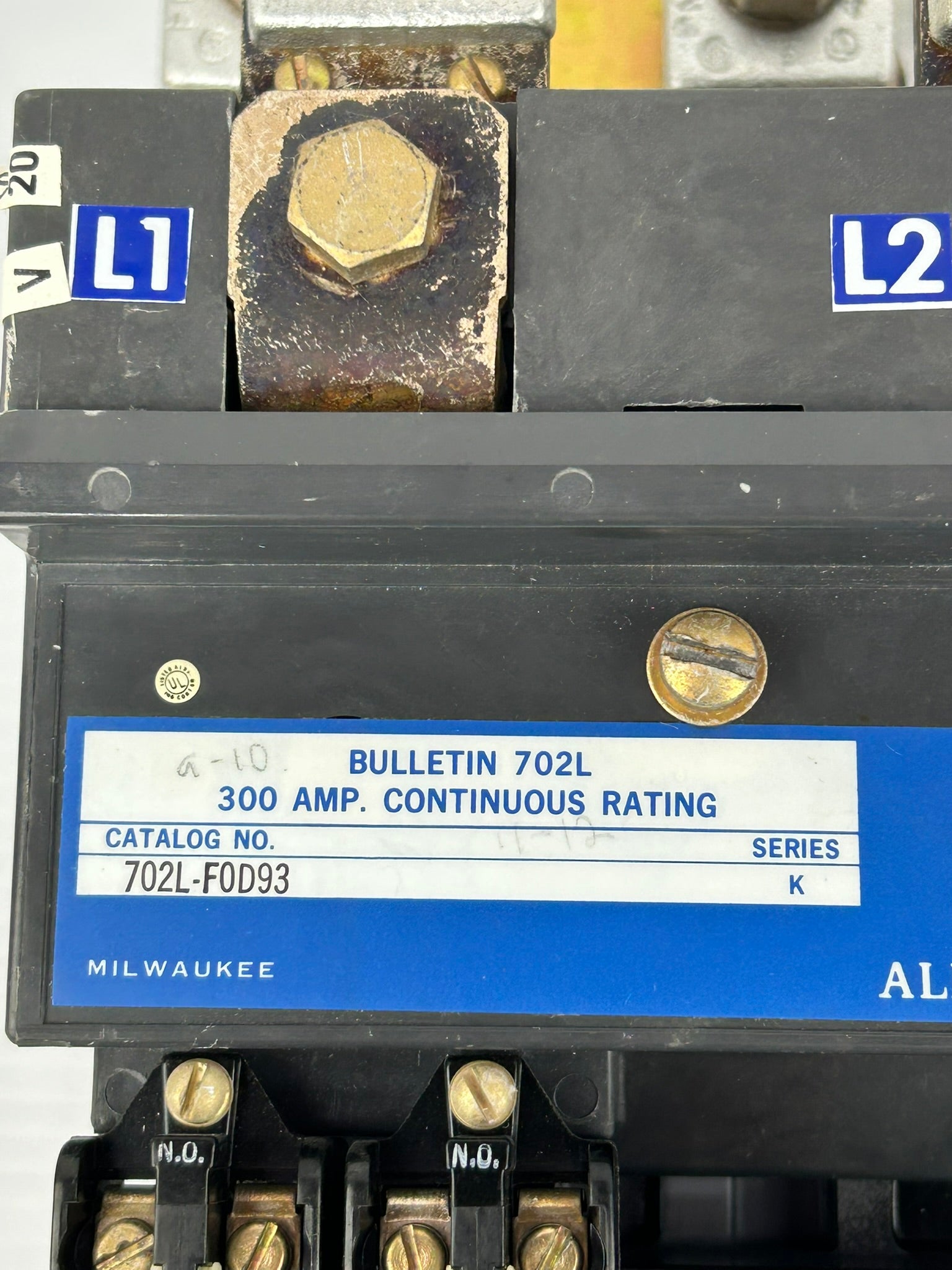 Allen Bradley 702L-F0D93 Contactor 300A 600VAC Series K Bulletin 702L