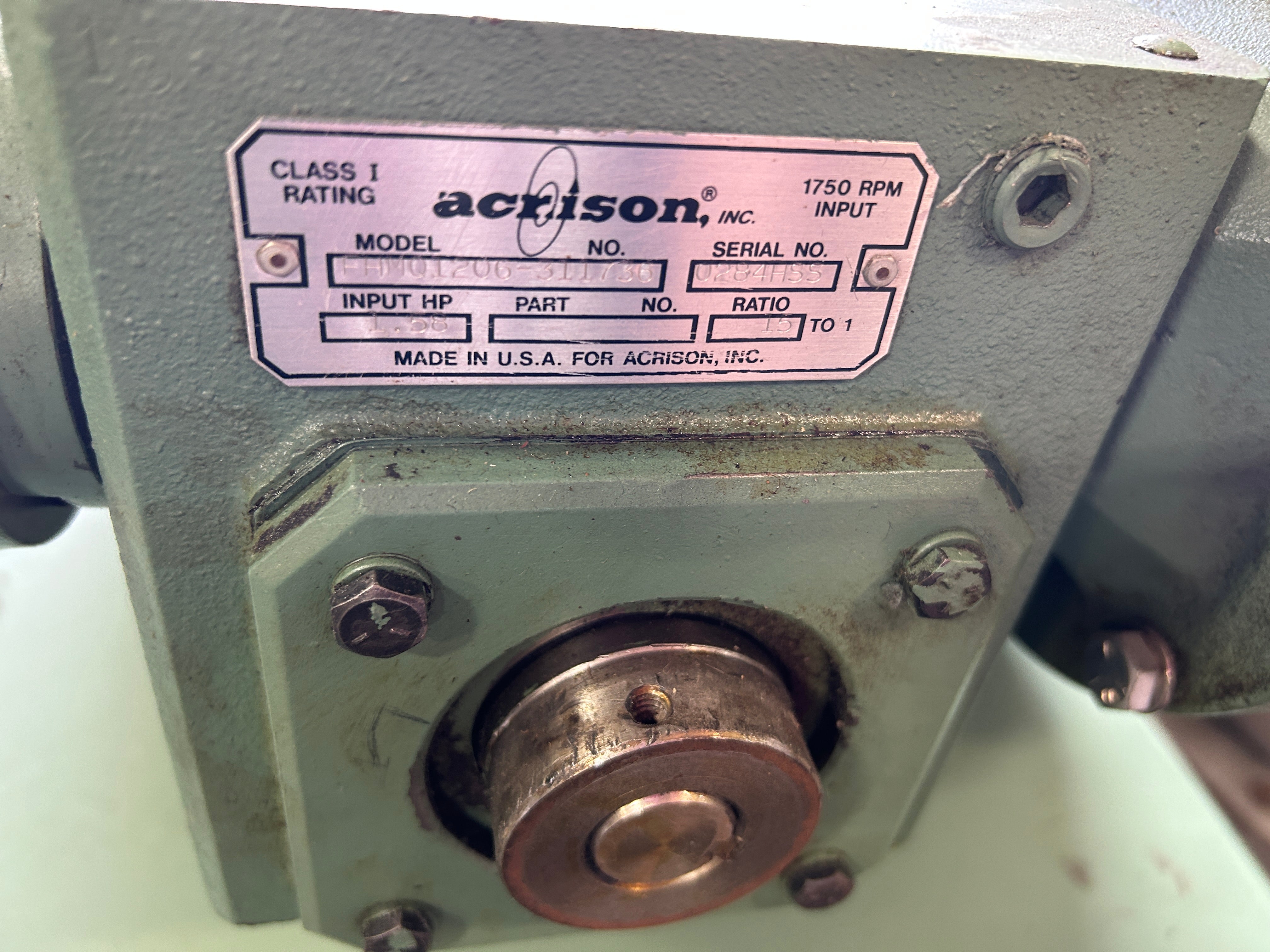 Acrison 105Z-G Metering Screw Feeder 1.58 - 0.75HP 15:1 Ratio FHM01206-311736