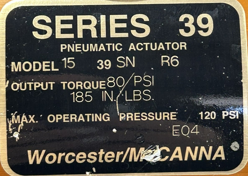 Worcester Controls Flowserve 1539SN R6 Pneumatic Actuator Series 39 Valve