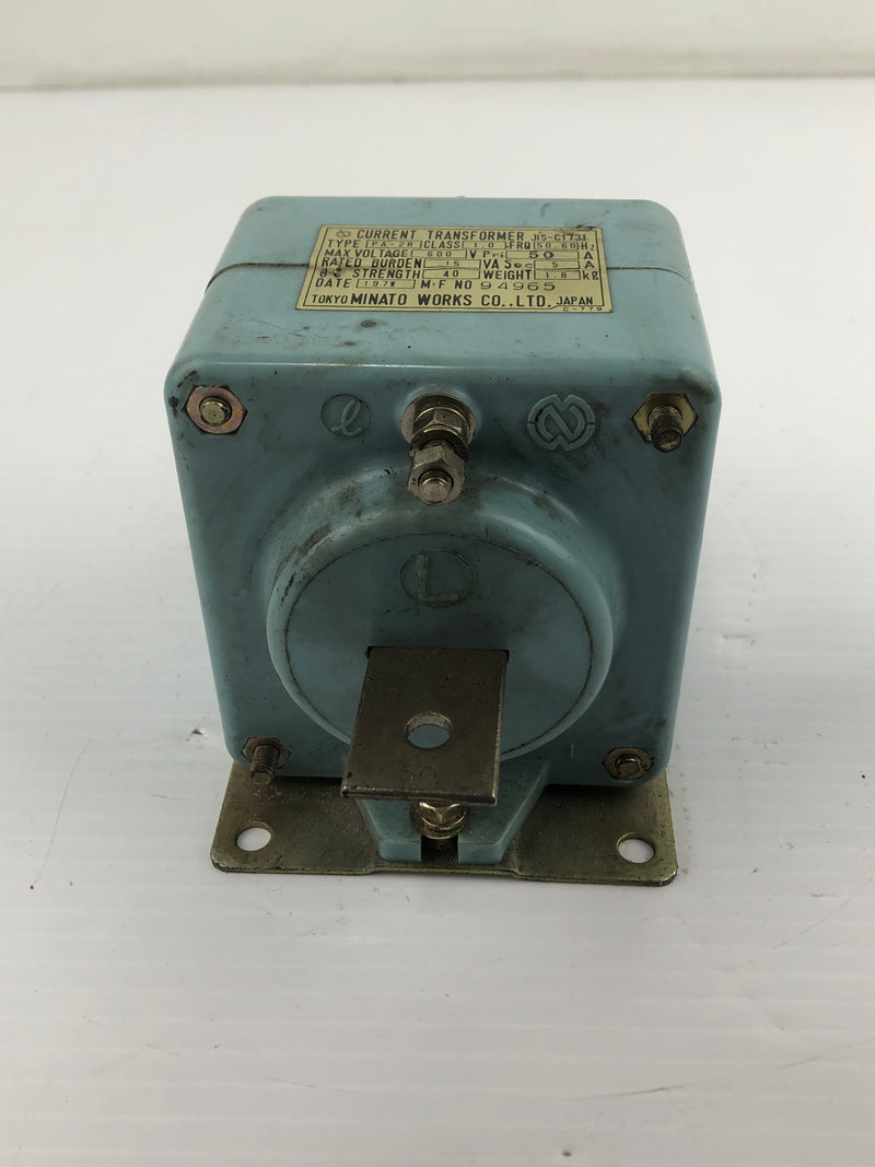 Tokyo Minato JIS-C1731 Current Transformer PA-2R Class 1.0 600V 50A 15VA