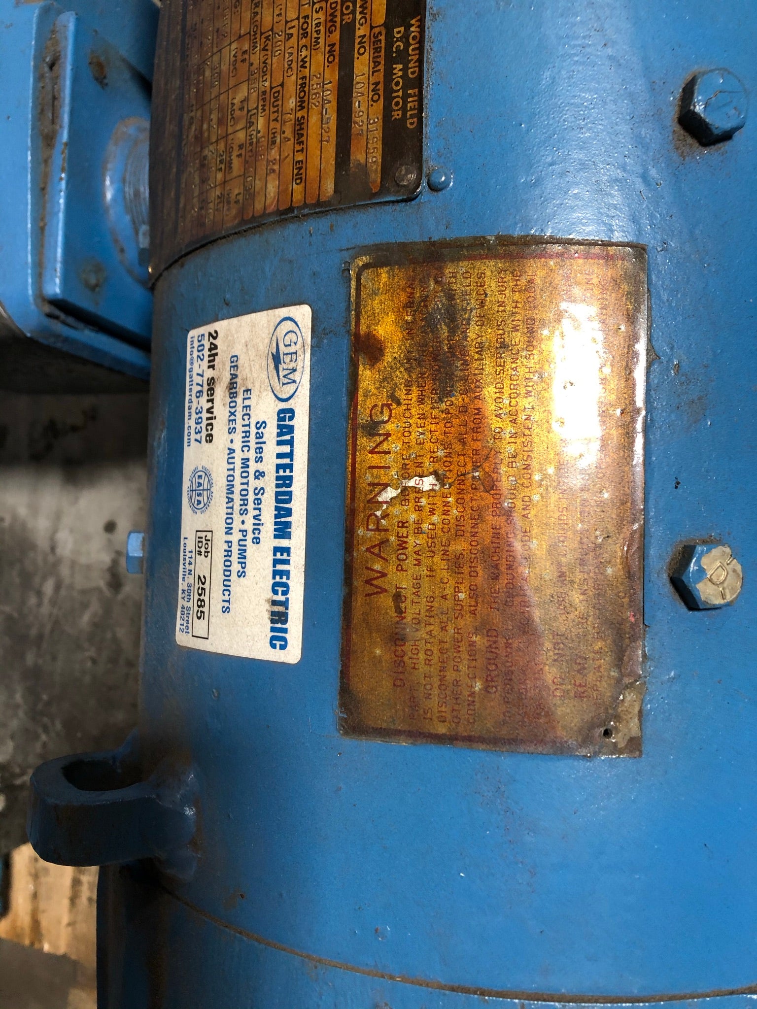 Unico Wound Field DC Motor 26HP 701-383 Blower 303-061 Transducer 700-870