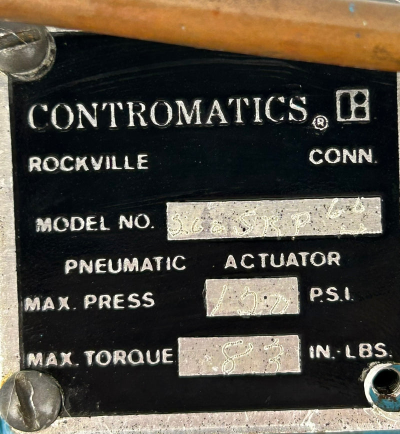 Contromatics 200SRP60 Pneumatic Actuator w/Moore 12372-74N/21UE Valve Positioner