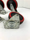 Red Industrial Casters 5" x 1-1/4" Metal Base Plastic Wheels (Lot of 4)