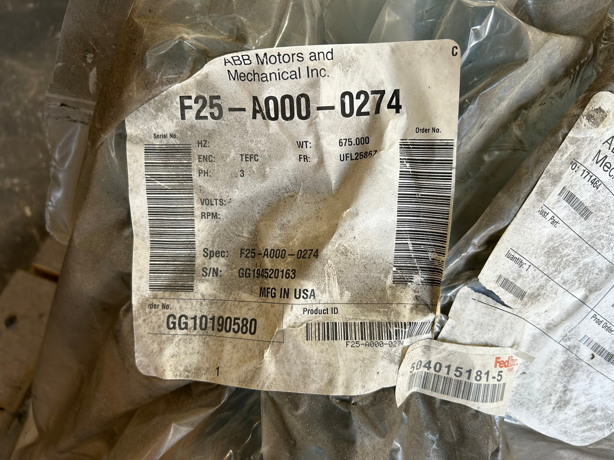 ABB Baldor Reliance 60HP Inverter Duty AC Motor F25-A000-0274 TEFC 460V 3PH