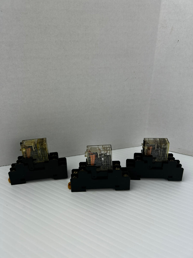 Omron G2R-2-SN Relay 250VAC 5A With Base - Lot of 3