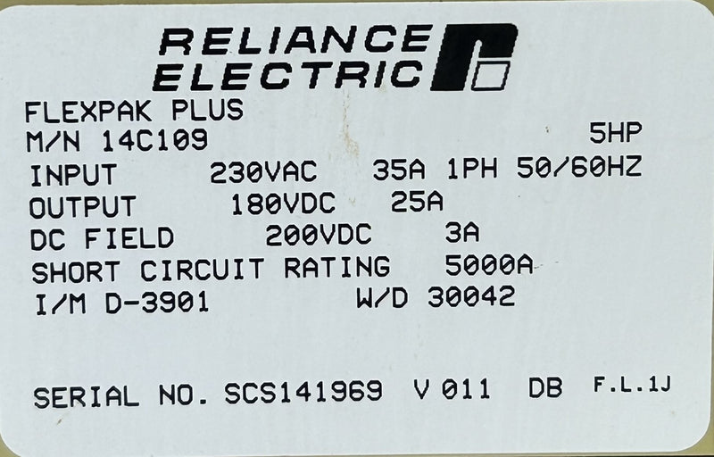 Reliance Electric 14C109 Flexpak Plus Drive 5 HP