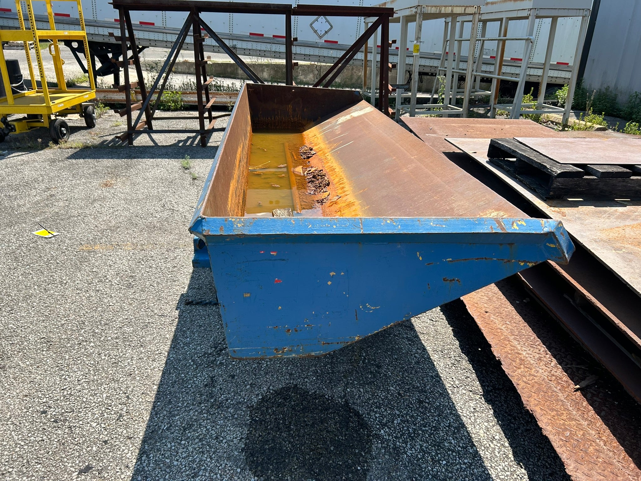 Dump Hopper Painted Steel with Fork Pockets 129" L x 41" W x 33" H OD Blue