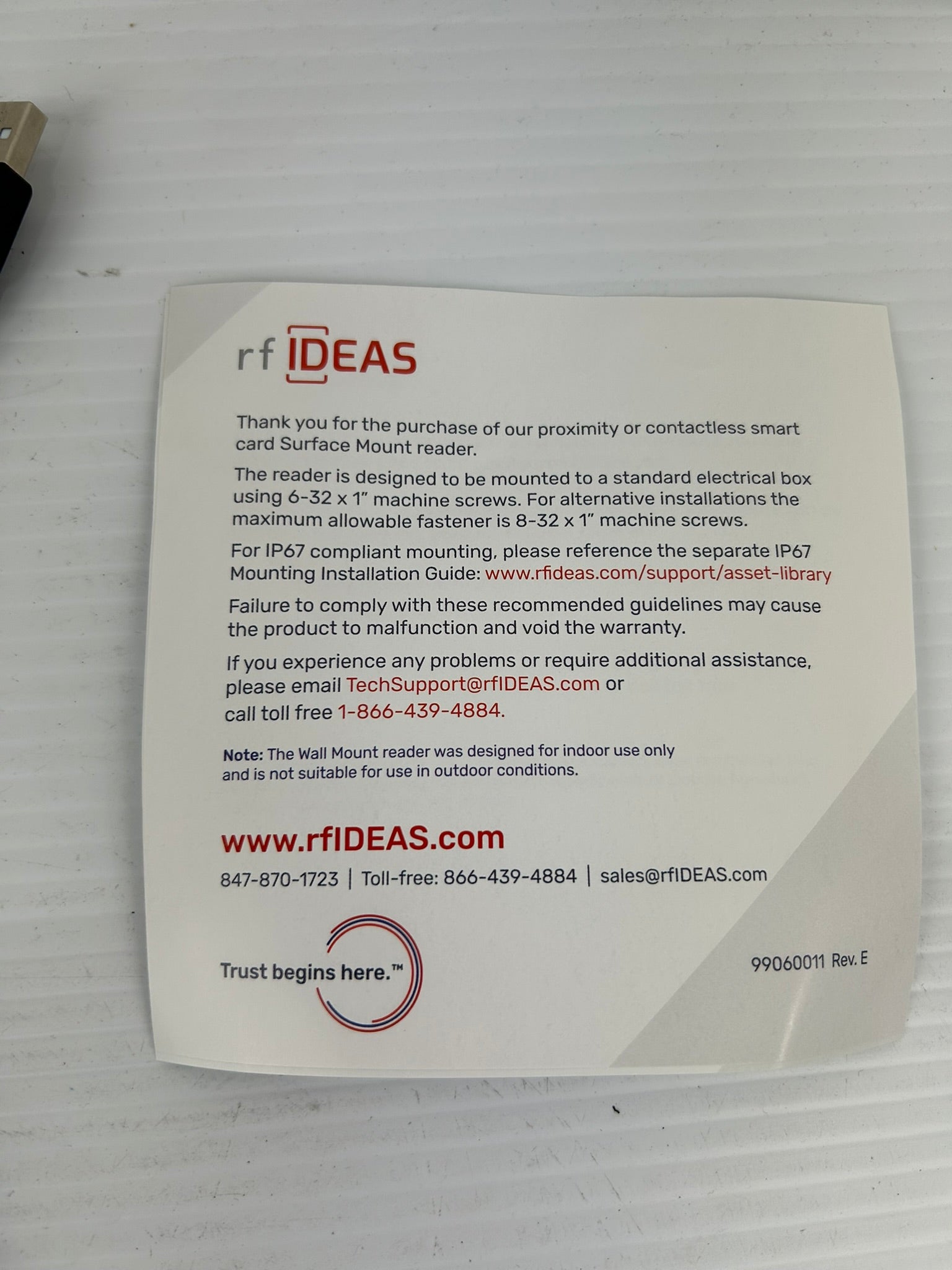 RF IDeas KT-805W1AKU-RA-IP67 Surface Mount USB Reader