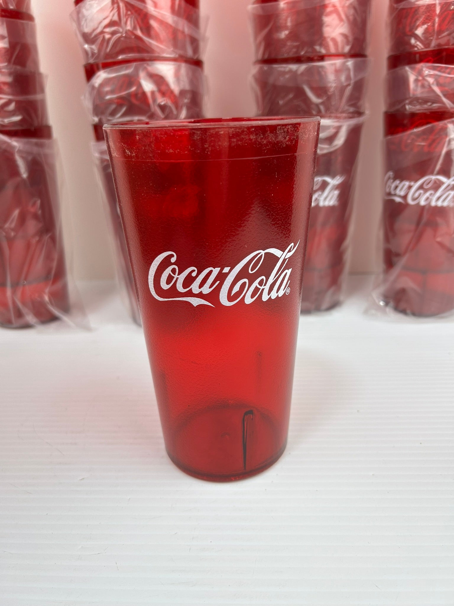 Coca-Cola 32oz Red Textured Cups Restaurant Tumbler GET 6632-1-RC - Box of 24
