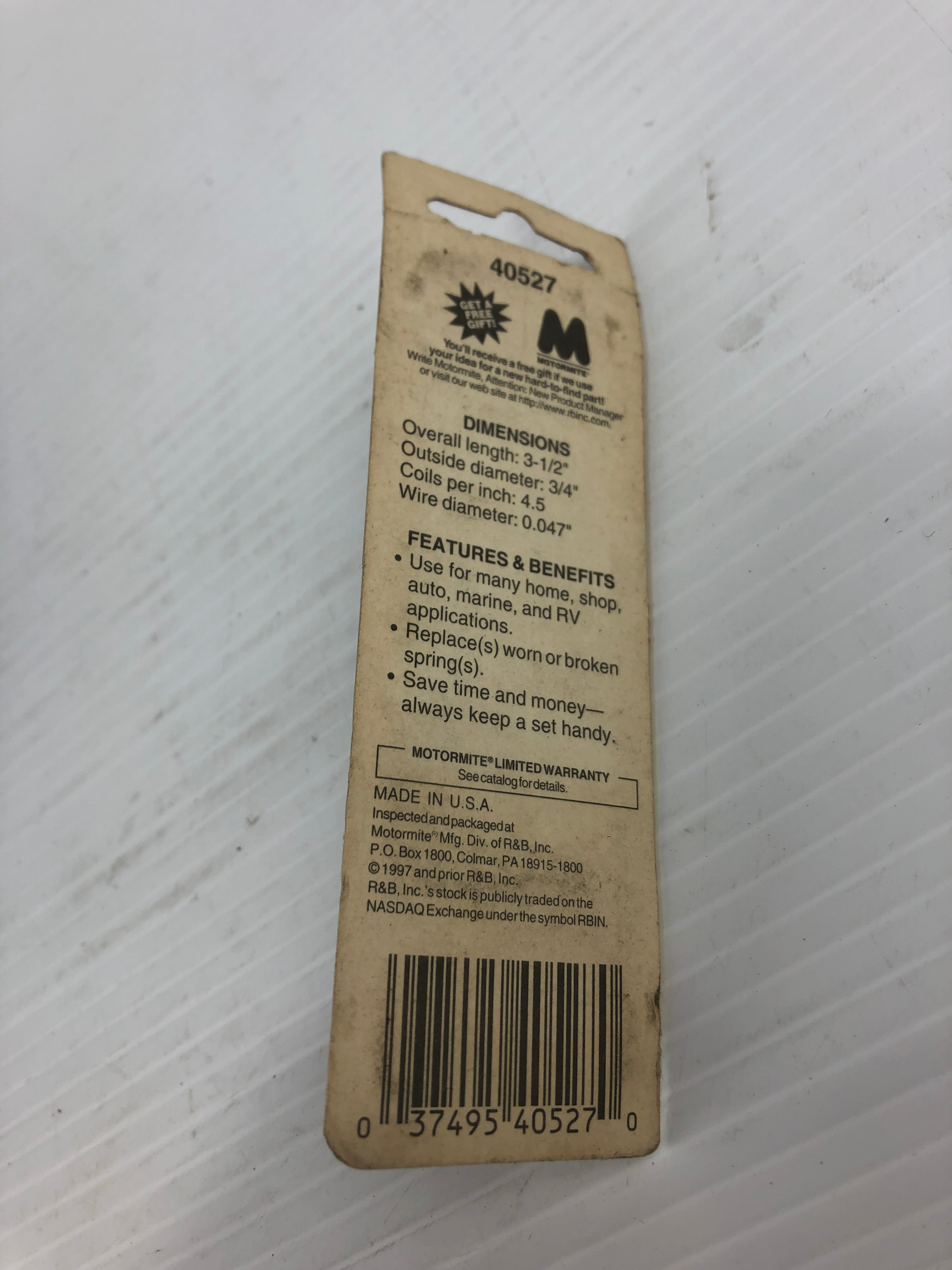 Spring-Tite 40527 Compression Spring 3-1/2" x 3/4" x 0.047"
