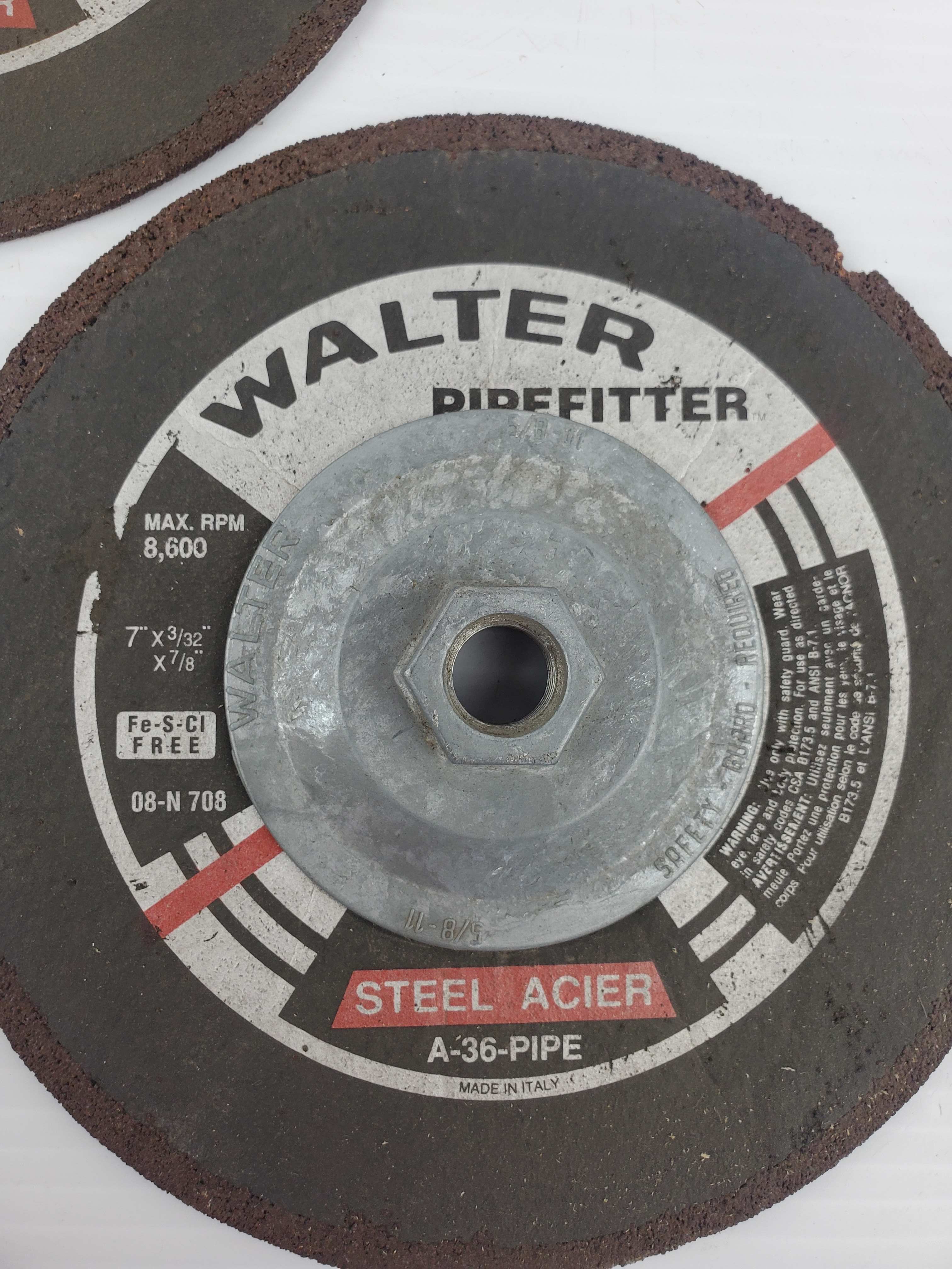 Walter A-36-PIPE Steel Acier PipeFitter Grinding Wheel 7x3/32x7/8" - Lot of 4