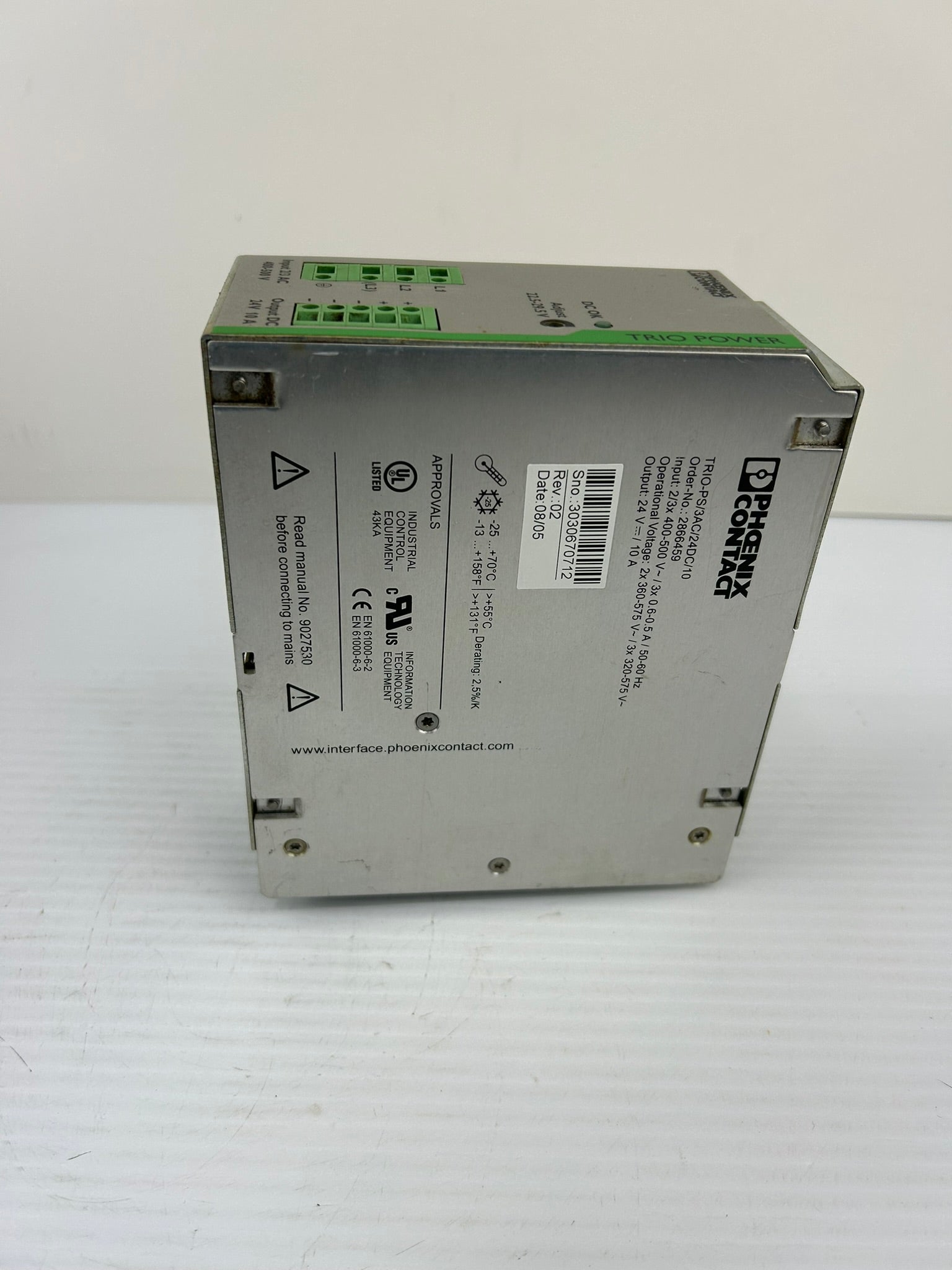 Phoenix Contact 2866459 Power Supply TRIO-PS/3AC/24DC/10
