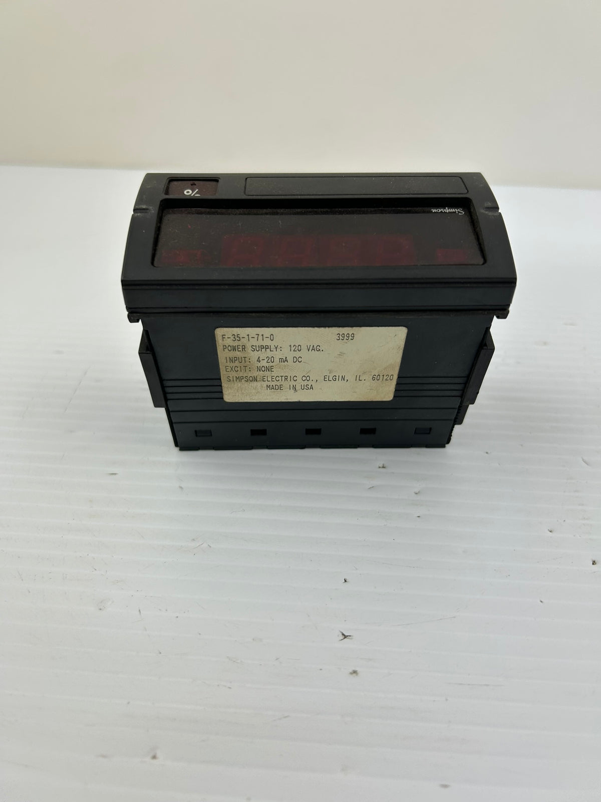 Simpson Electric F-35-1-71-0 Digital Panel Meter 120VAC 4-20mA DC Input