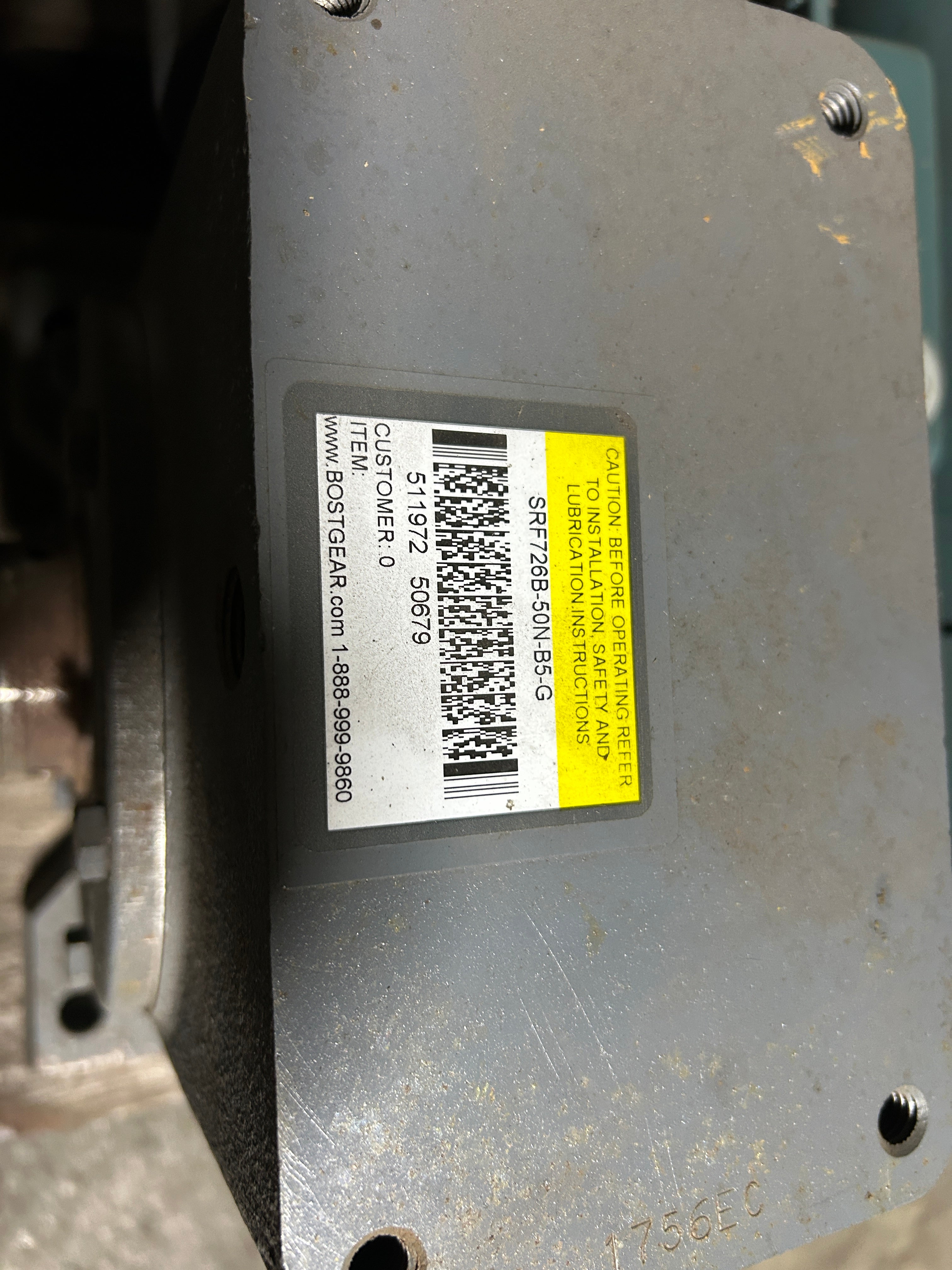 Boston Gear SRF726B-50N-B5-G Speed Reducer Ratio 50:1 1.04HP