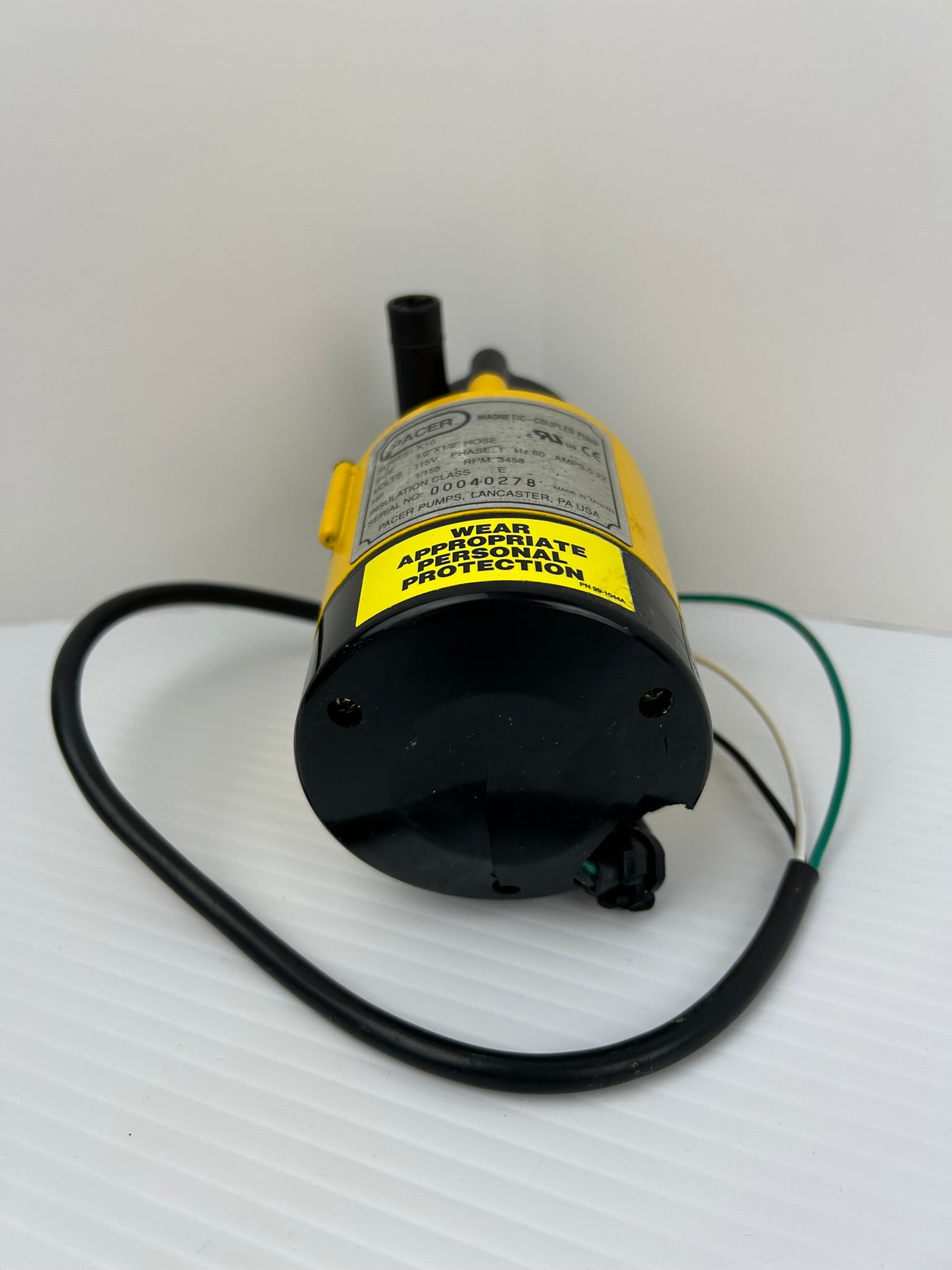 Pacer X10 Magnetic Coupled Pump 1/150HP 3450RPM 1PH 115V 0.22A 1/2" x 1/2" Hose