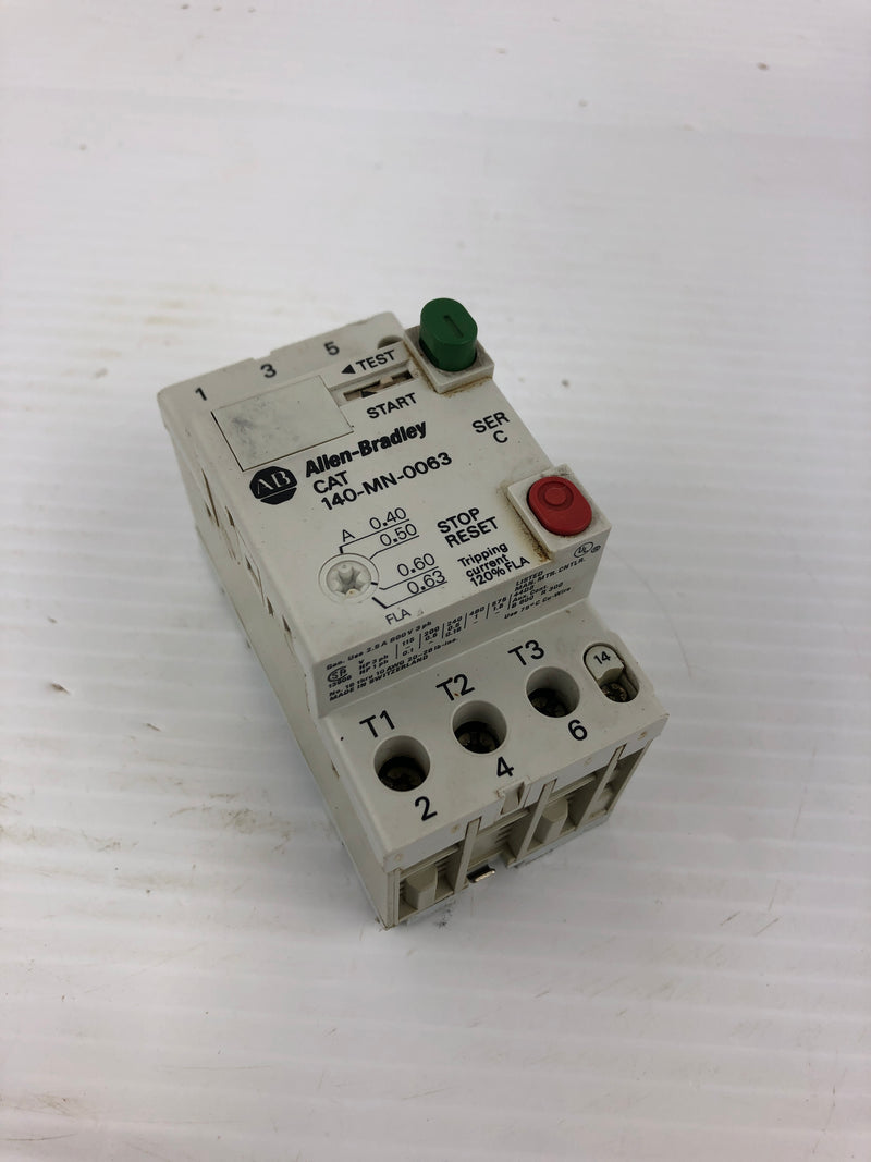 Allen-Bradley 140-MN-0063 Motor Starter Ser. C 600V 2.5A 3PH 8kV