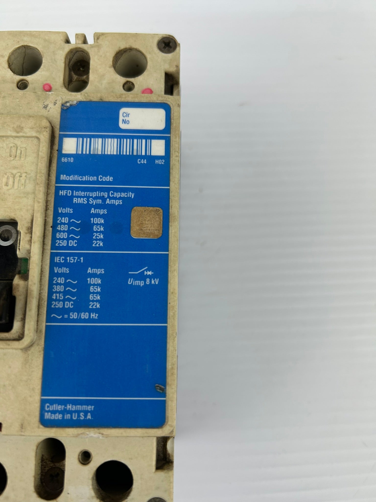 Cutler-Hammer HFD3100L Industrial 3 Pole Circuit Breaker Series C 100 Amps