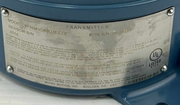 Micro Motion 9739MVD63UJEZZZ Remote Flow Transmitter
