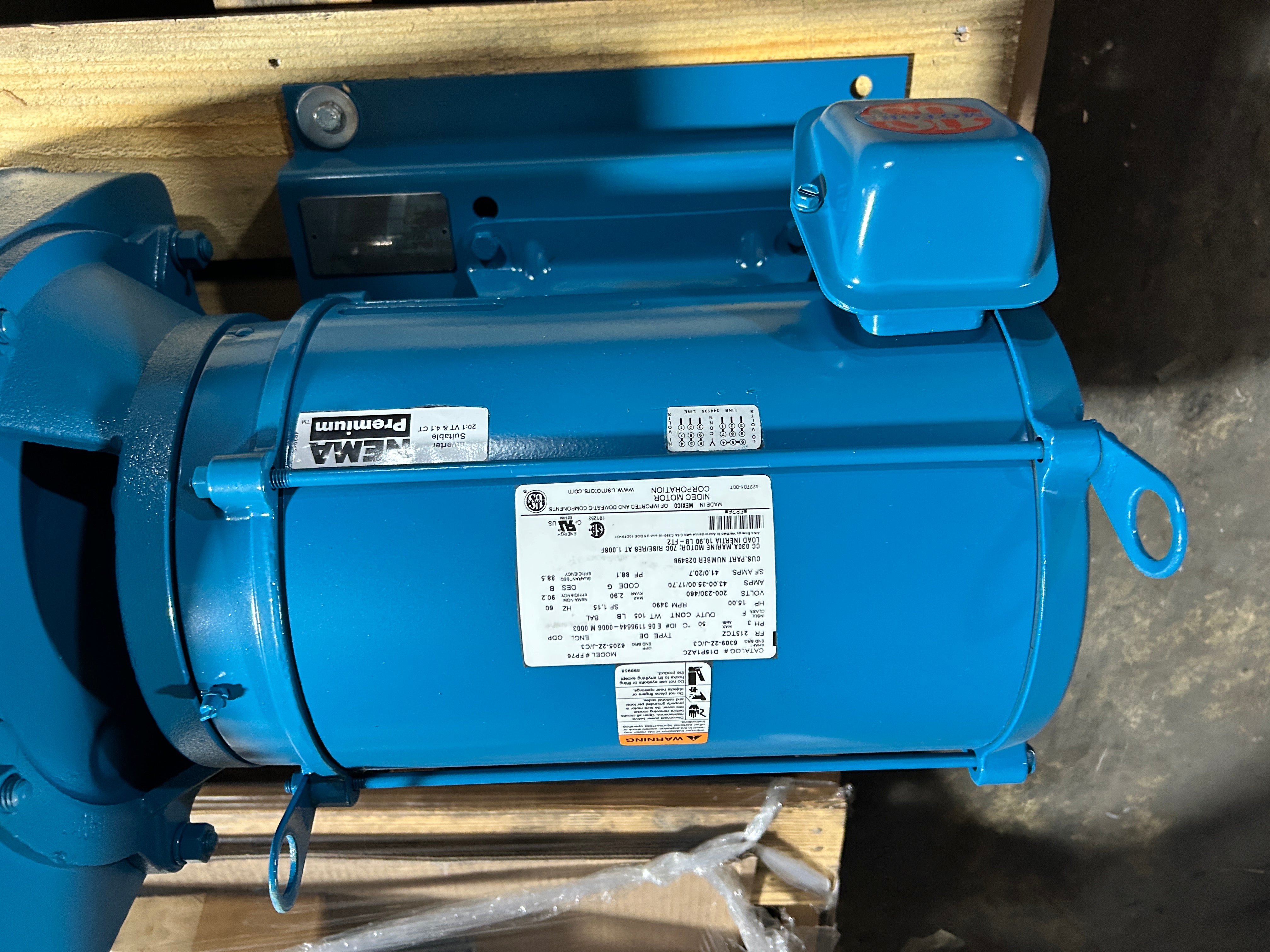 Crane Barnes 25CCE 15HP Centrifugal Pump US Motors 200-230/460V 3PH