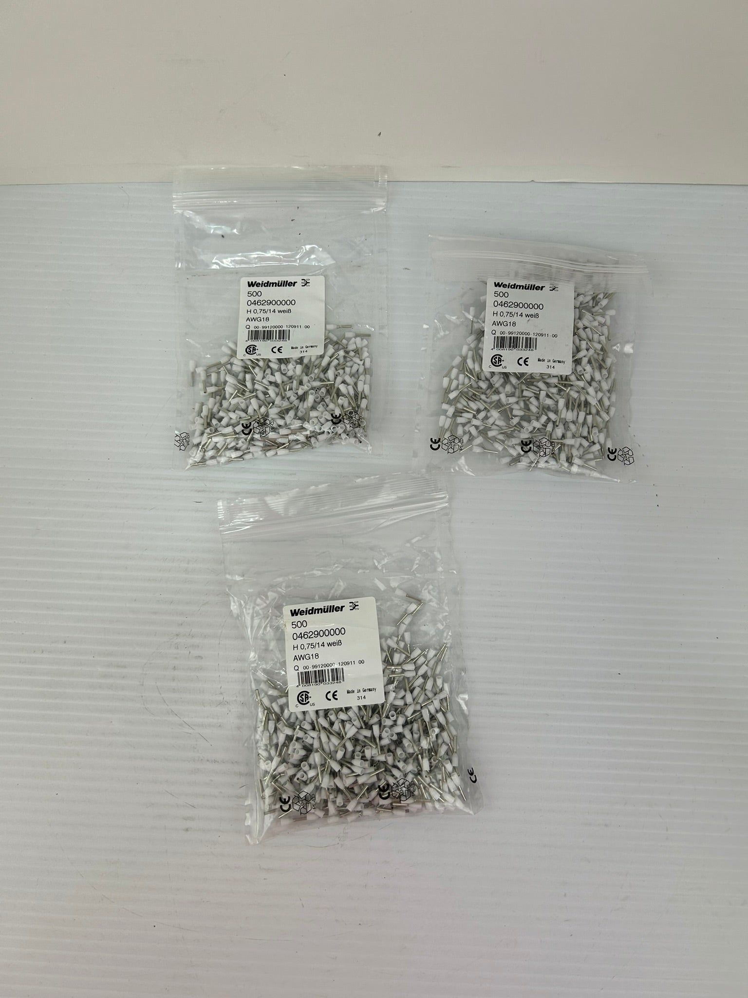 Weidmuller 0462900000 Wire-End Ferrule White - Lot of 1500