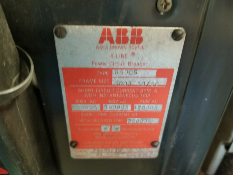 ABB K600S K-Line Power Circuit Breaker 600A 3P