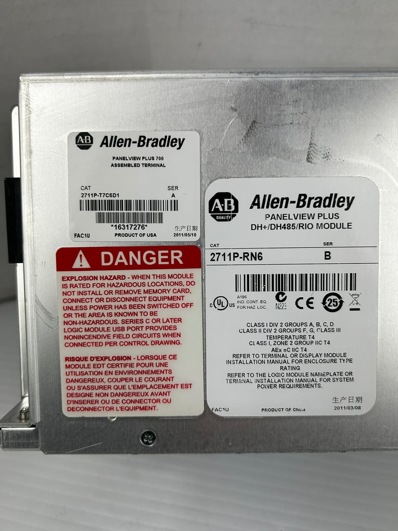 Allen-Bradley 2711P-T7C6D1 PanelView Plus 700 Touch Screen 2711P-RN6 Ser B