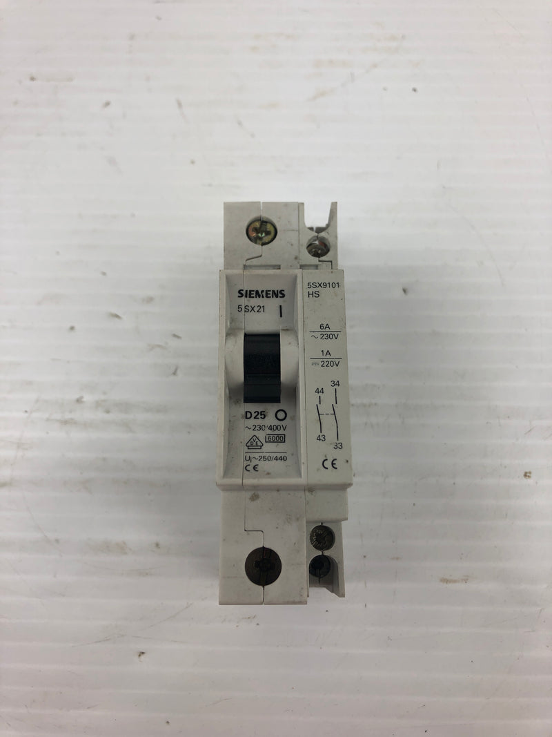 Siemens 5SX21 D25 Circuit Breaker 5SX9101 HS 25 Amp 230V