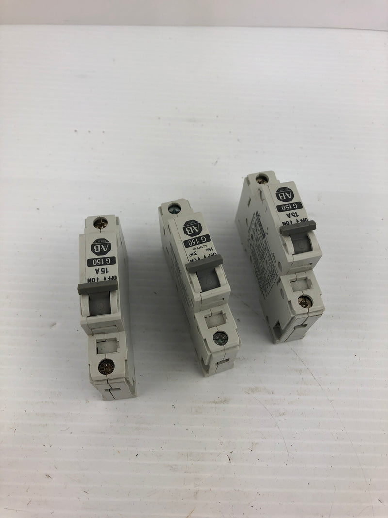 Allen-Bradley 1492-CB1 G150 Circuit Breaker 15A - Lot of 3