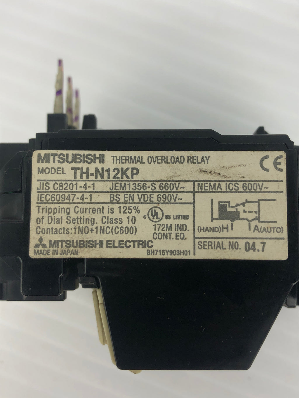 Mitsubishi TH N12KP Thermal Overload Relay 600V mitsubishi-th-n12kp-thermal-overload-relay-600v