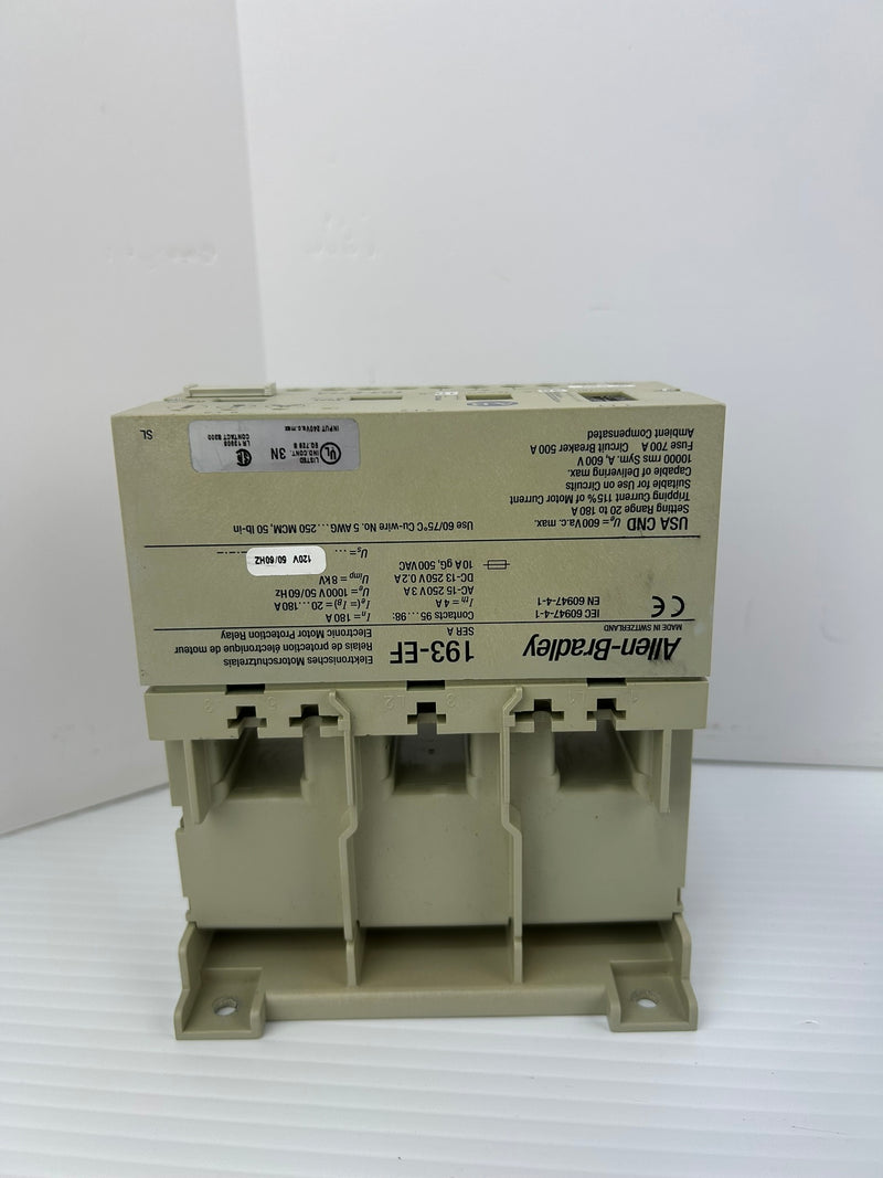 Allen-Bradley 193-EF1A Electronic Motor Protection Relay Series A 1000V 180A 8kV