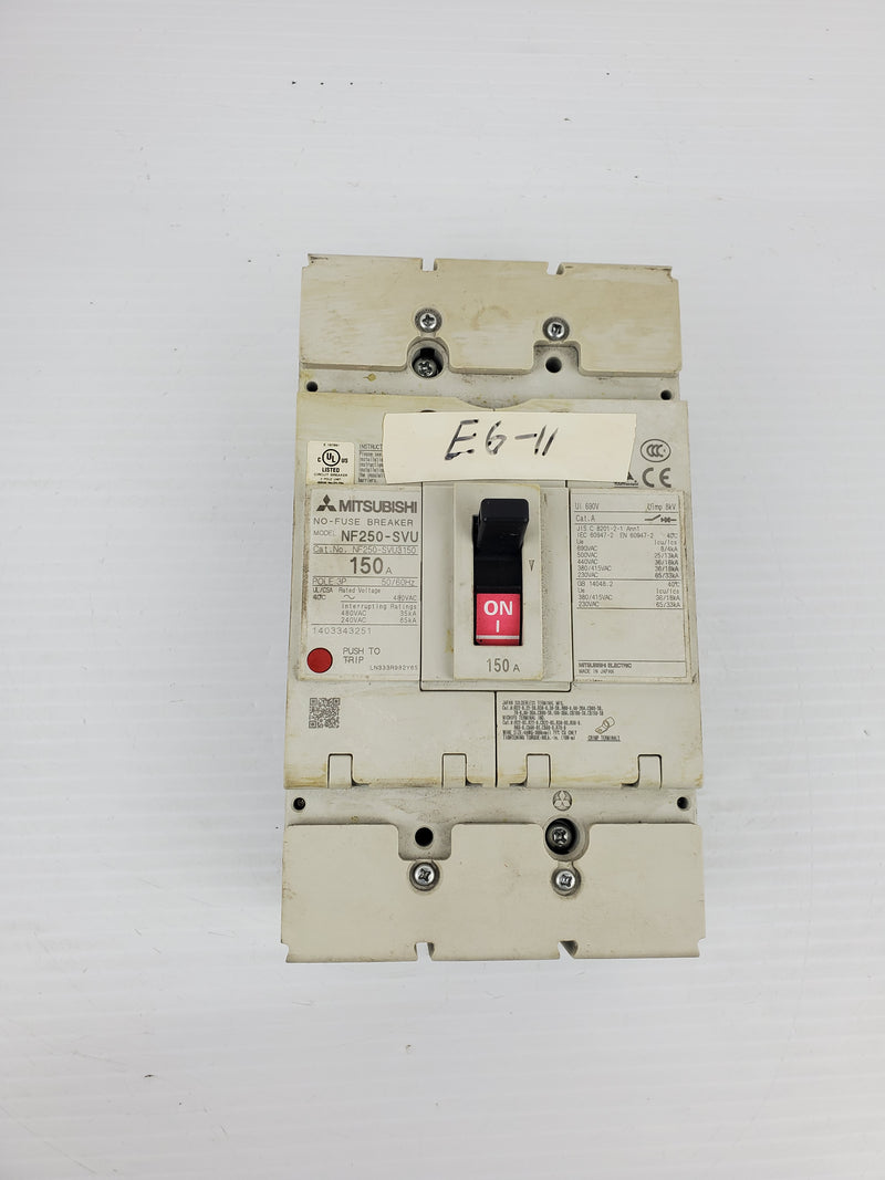 Mitsubishi NF250-SVU No-Fuse Breaker 150A 3 Pole NF250-SVU3150