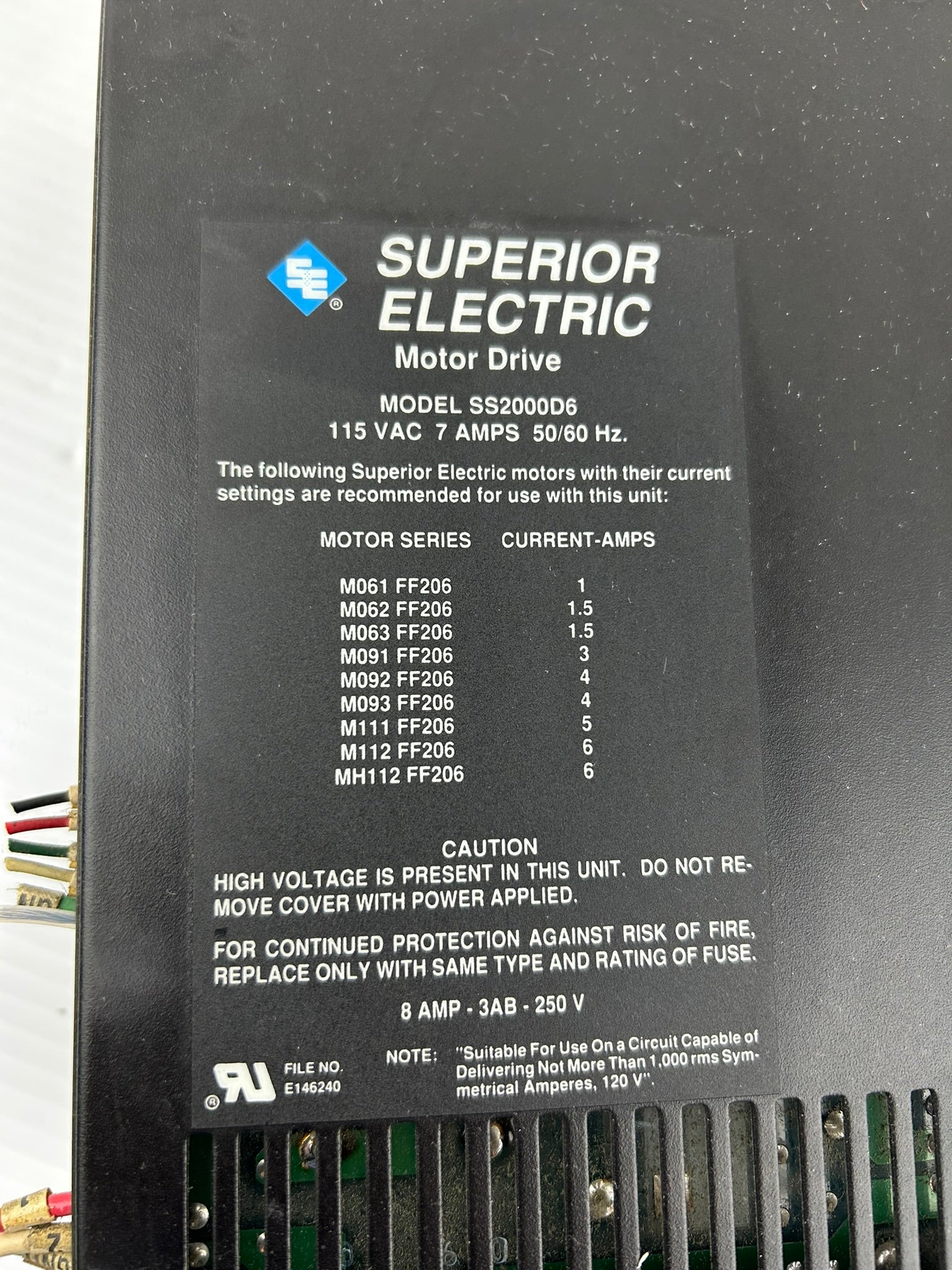 Superior Electric SS2000D6 SLO-SYN 2000 Drive Stepper Motor Driver 115VAC 7 Amp