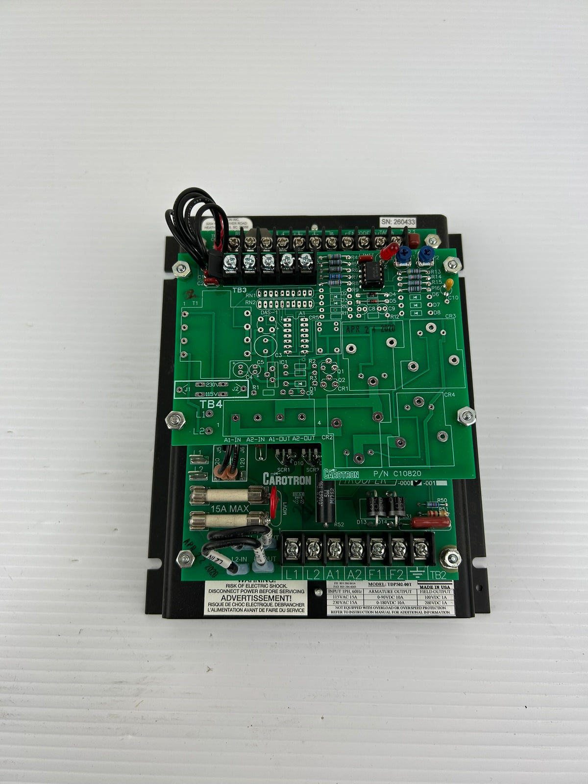 Carotron Trooper TDP502-00T DC Motor Speed Control 2HP 230VAC 180VDC
