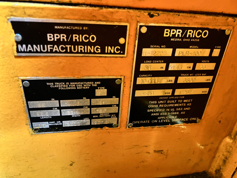 Rico PLR-100 Platform Lift Truck Stand-Up 10000