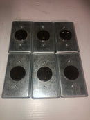 Single Brown Electrical Outlet and Steel Cover - Lot of 6