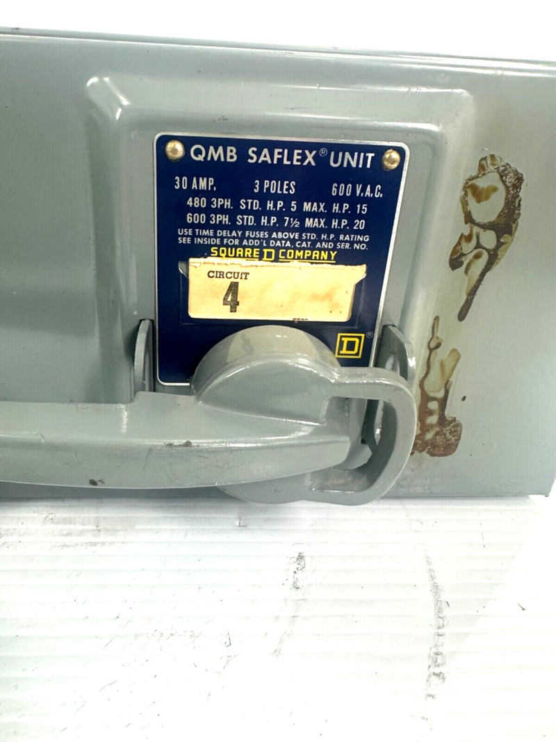 SQUARE D QMB3603T Saflex Twin Fusible Switch 30A 3-POLE 600 VAC