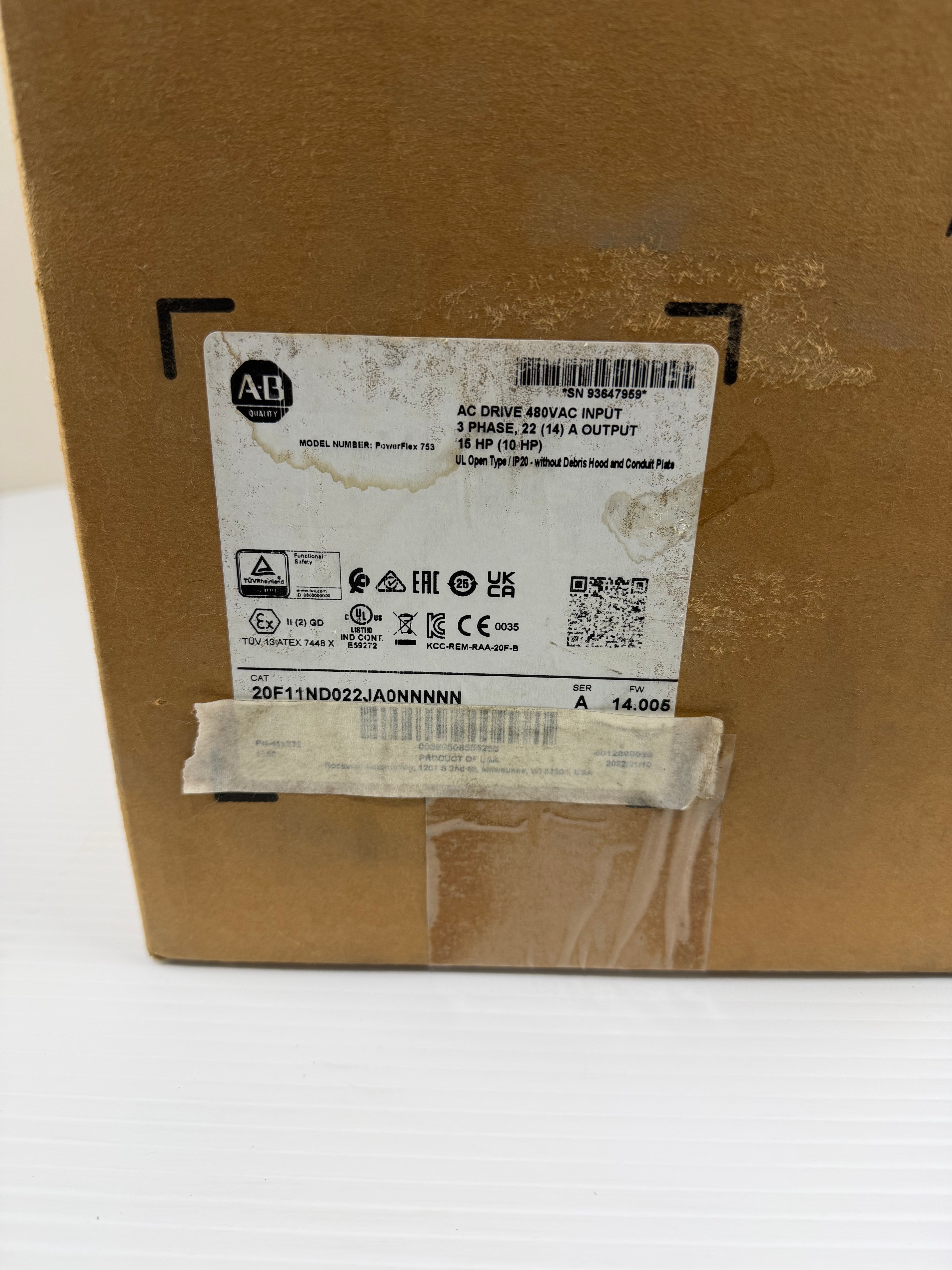 Allen Bradley PowerFlex 753 AC Drive 20F11ND022JA0NNNNN