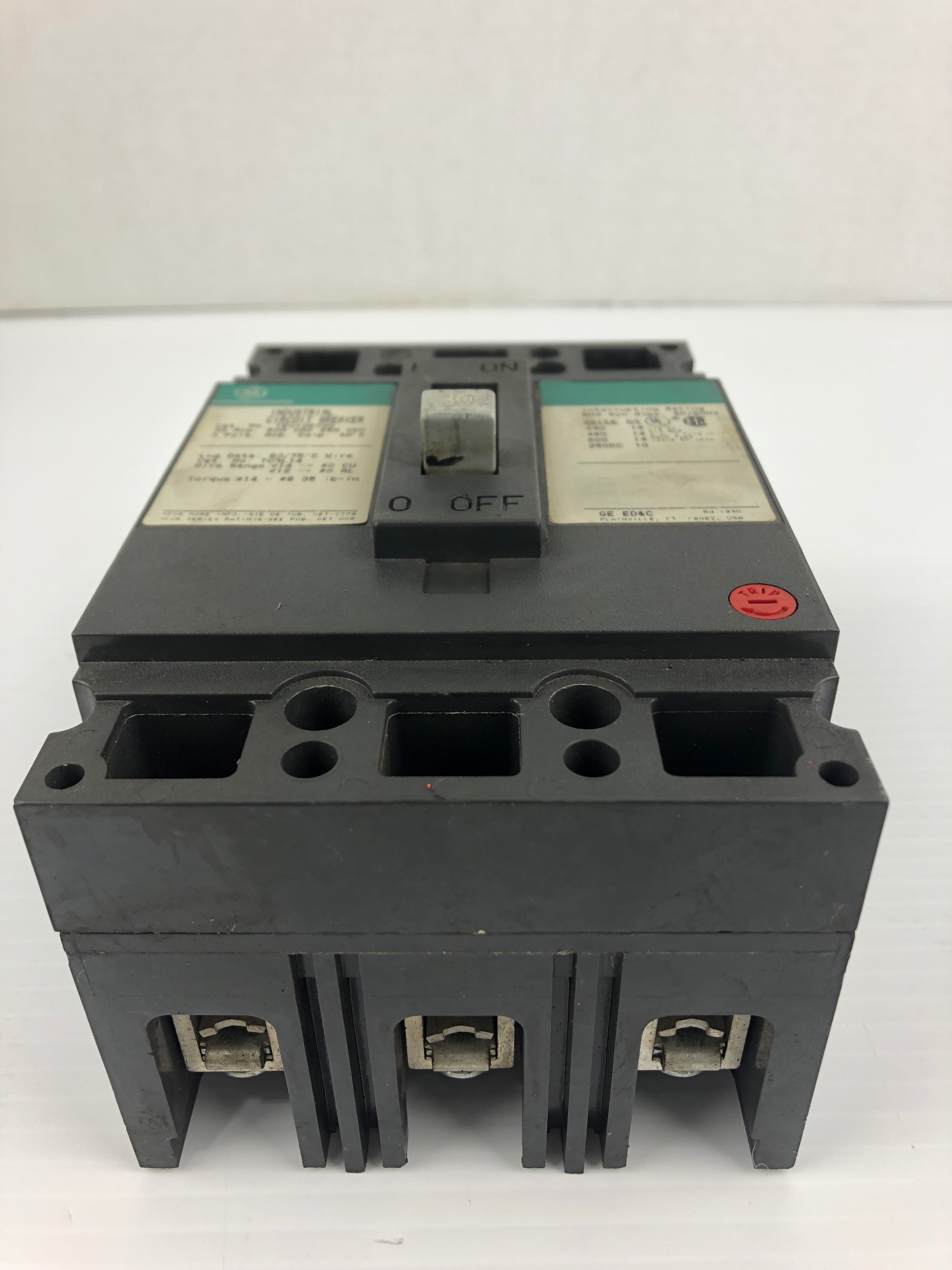 General Electric TED136030 Industrial Circuit Breaker 600VAC 250VDC 30A 3P