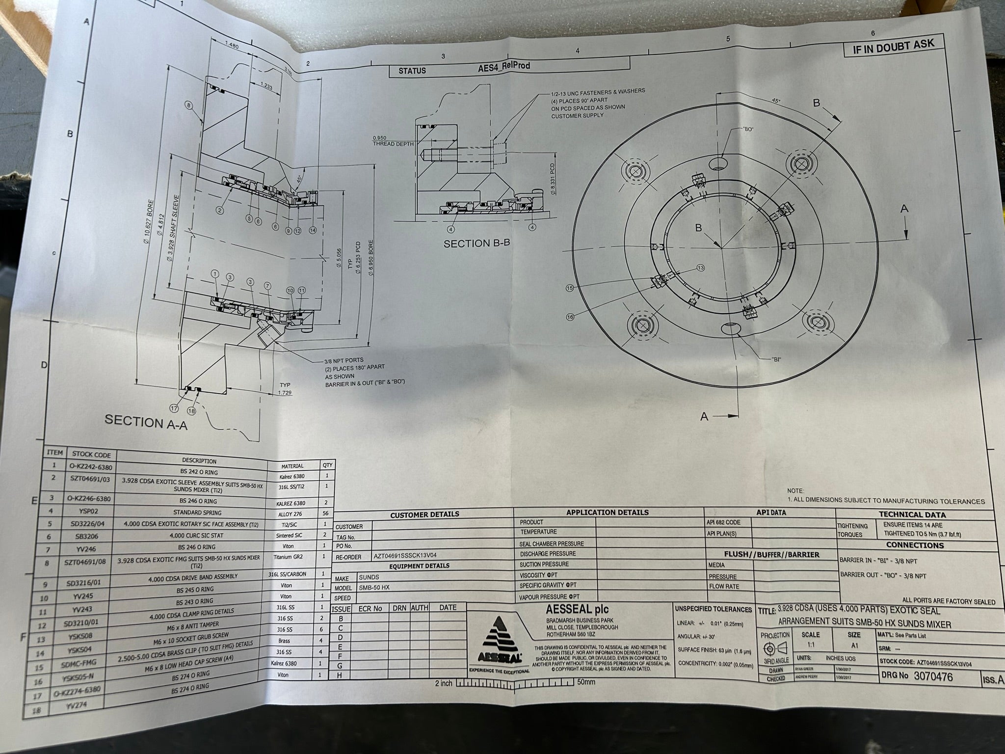 AES Seal CDSA EX Mechanical Seal AESSEAL AZT04691SSSCK13V04