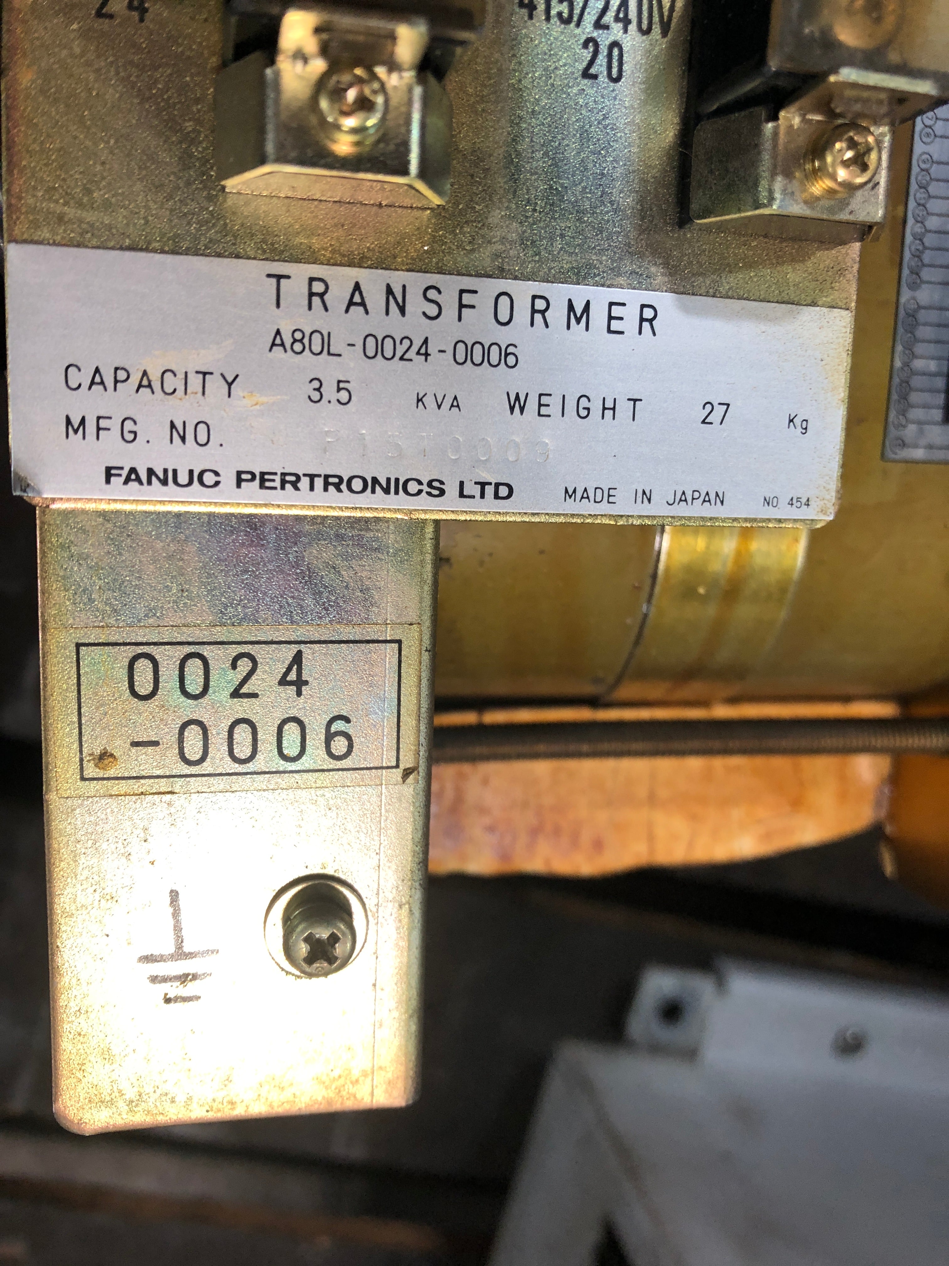 Fanuc A80L-0024-0006 Transformer 3.5KVA P15T0009