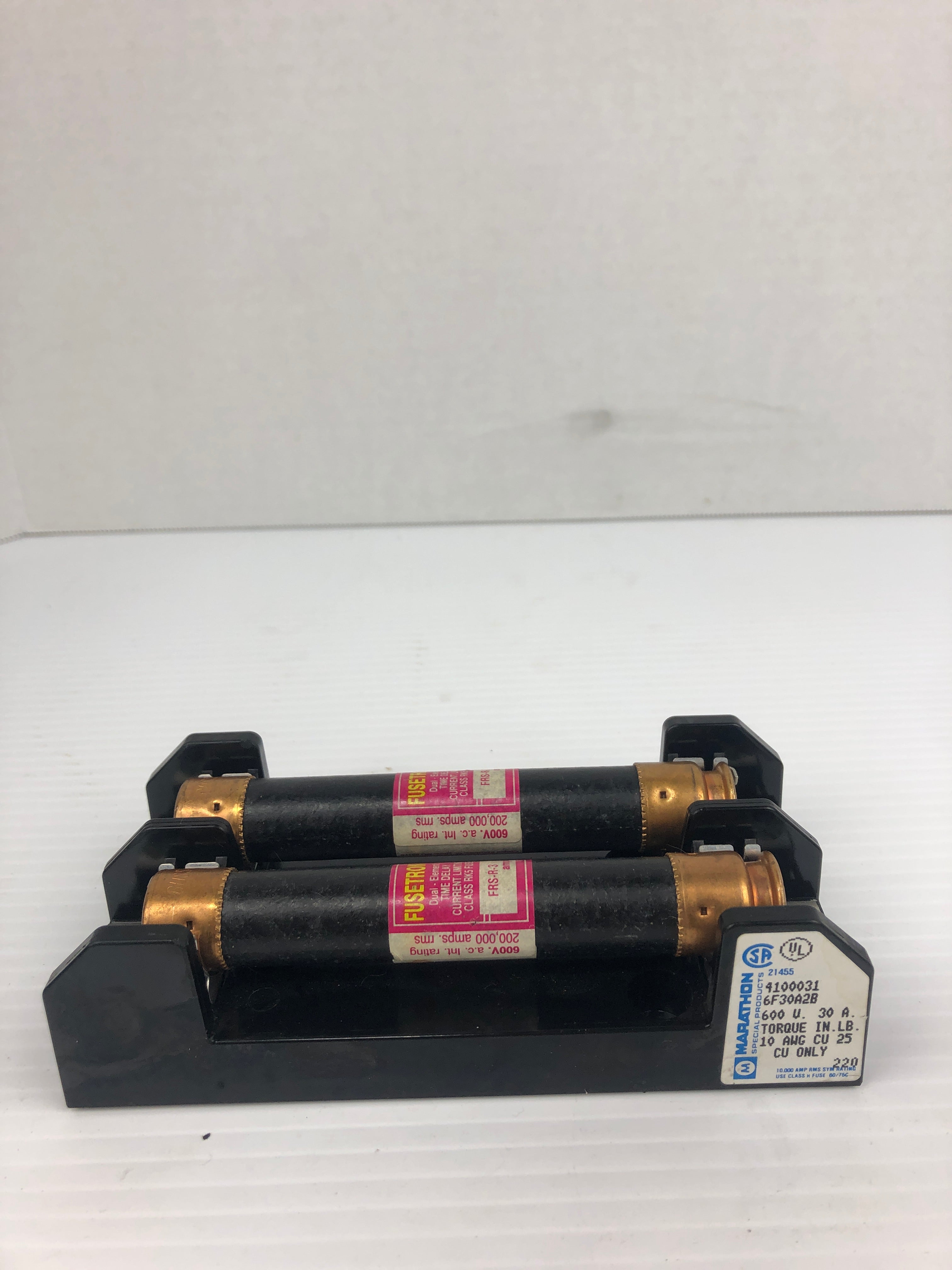Marathon 4100031 Fuse Holder with Fusetron FRS-R-3 Fuses 600V 3A
