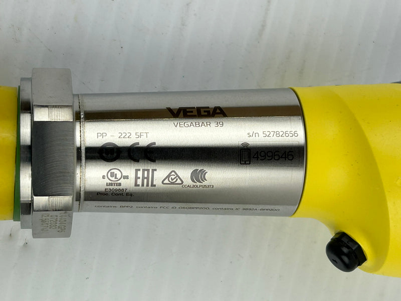 Vega Vegabar 39 Pressure Transducer PP-222 5FT PN185478