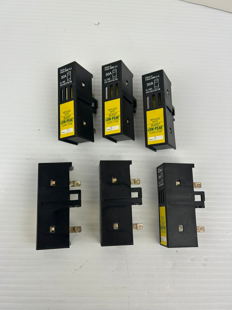 Buss LPJ-3SP Low Peak Fuse and Fuse Holder HRC I-J - Lot of 6