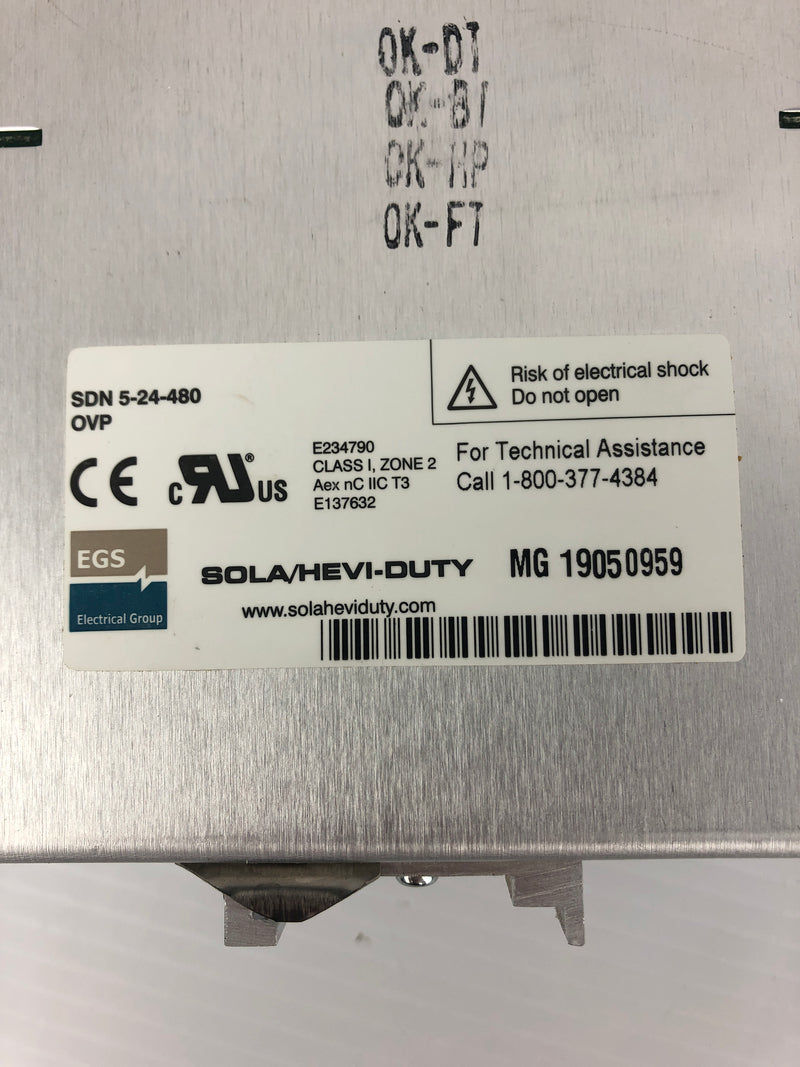 Sola SDN 5-24-480 Power Supply 380/500VAC 0.5/0.4A 3PH 50/60Hz