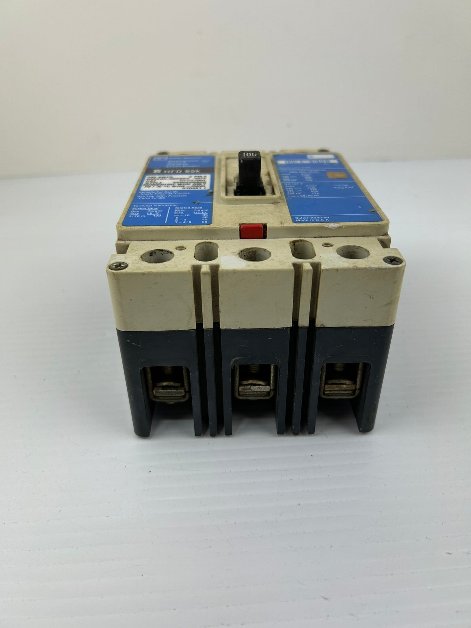 Cutler-Hammer HFD3100L Industrial 3 Pole Circuit Breaker Series C 100 Amps