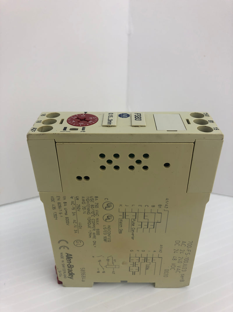 Allen-Bradley 700-FSB3FU23 Timing Relay Ser. B 0.15-3min. 240VAC 8A