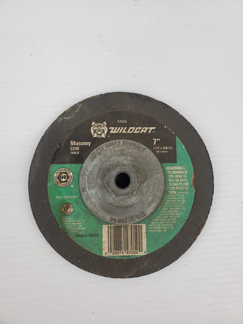 Wildcat C24R Masonry Grinding Wheel Type 27 7" x 1/4" x (5/8-11) 8,500 Max RPM