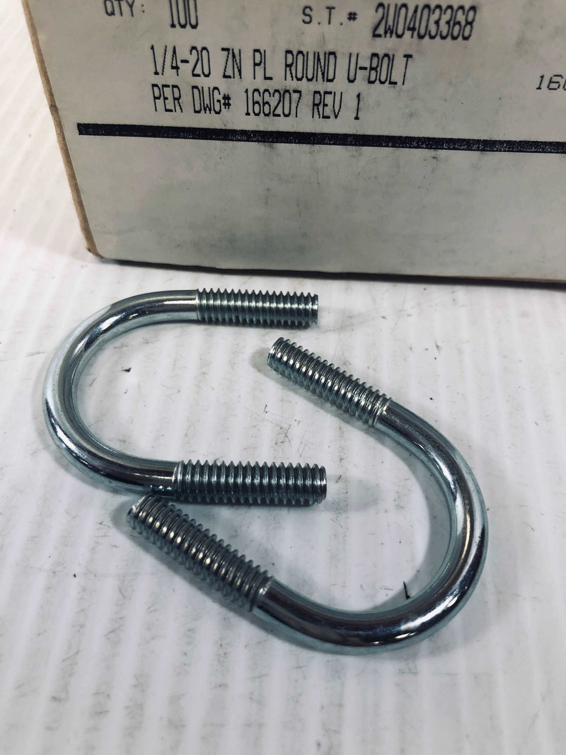 1/4-20 ZN PL Round U-Bolt 166207 Box of 400